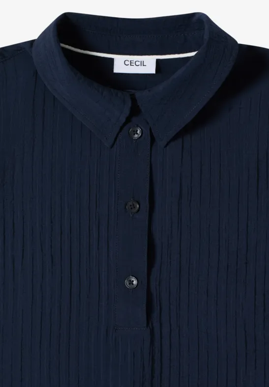 Strukturierte Kurzarm-Polobluse