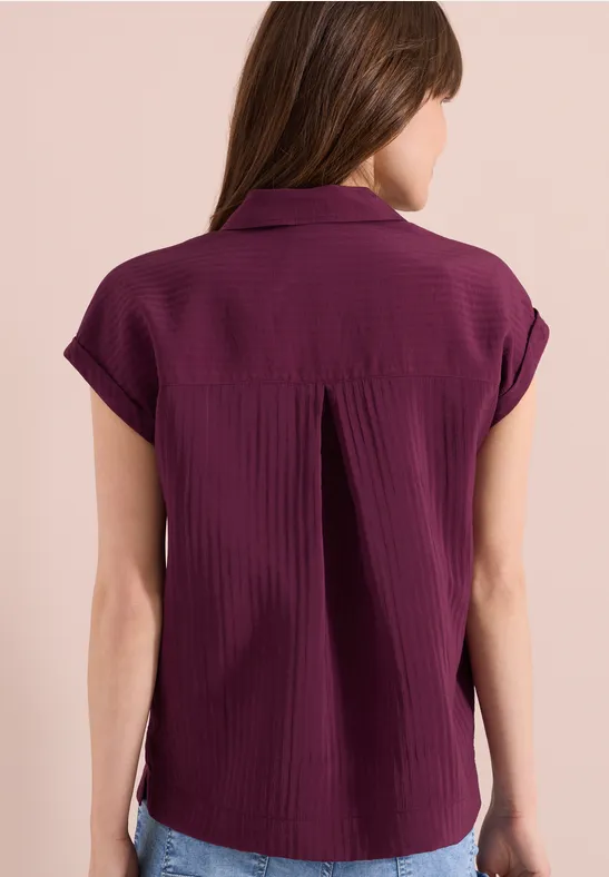 Strukturierte Kurzarm-Polo-Bluse