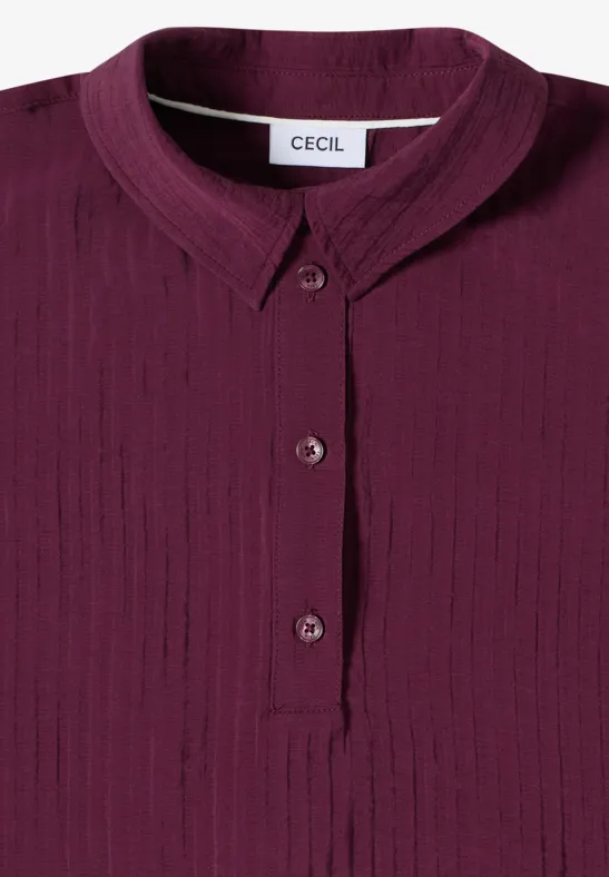 Strukturierte Kurzarm-Polo-Bluse