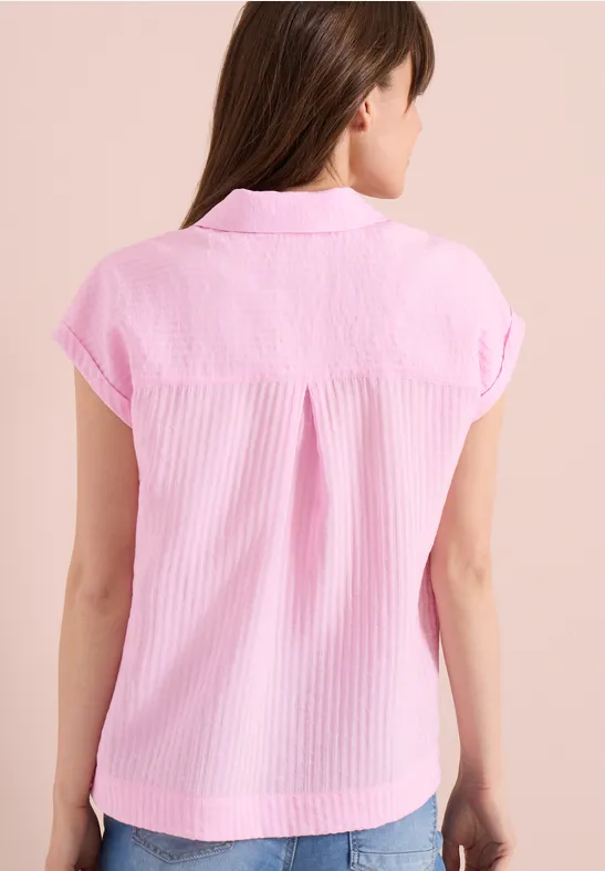 Strukturierte ärmellose Bluse mit Kragen