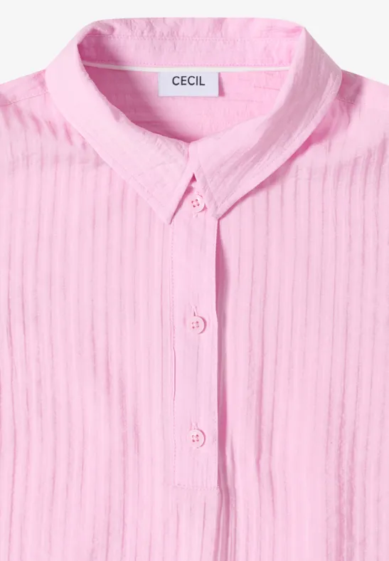 Strukturierte ärmellose Bluse mit Kragen