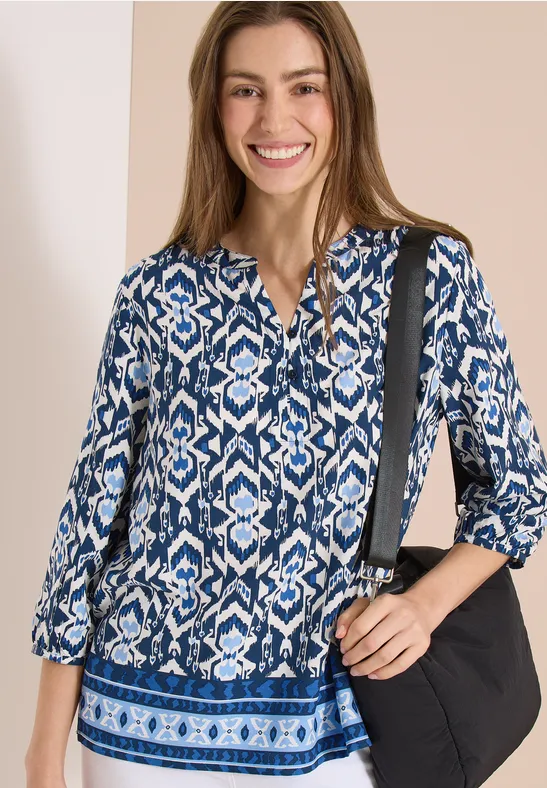 Lässige Tunika-Bluse mit Ikat-Muster