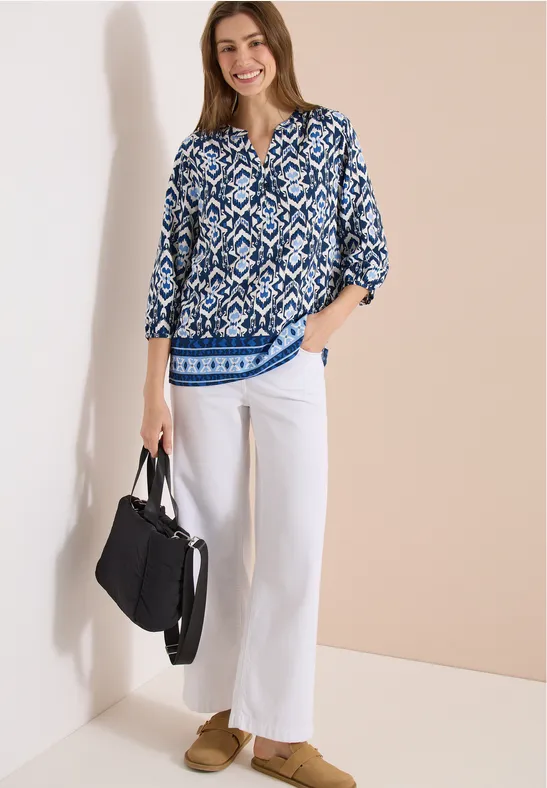 Lässige Tunika-Bluse mit Ikat-Muster