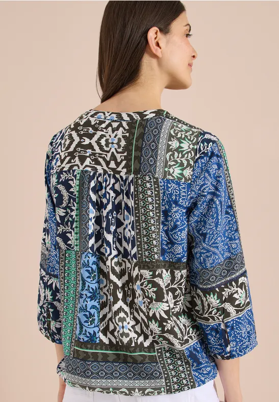 Lebhafte Patchwork-Print-Bluse