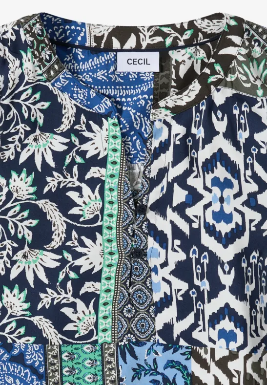 Lebhafte Patchwork-Print-Bluse