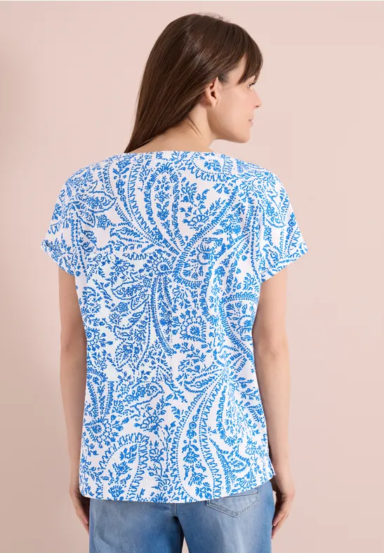 Seersucker-Bluse mit Paisley-Print
