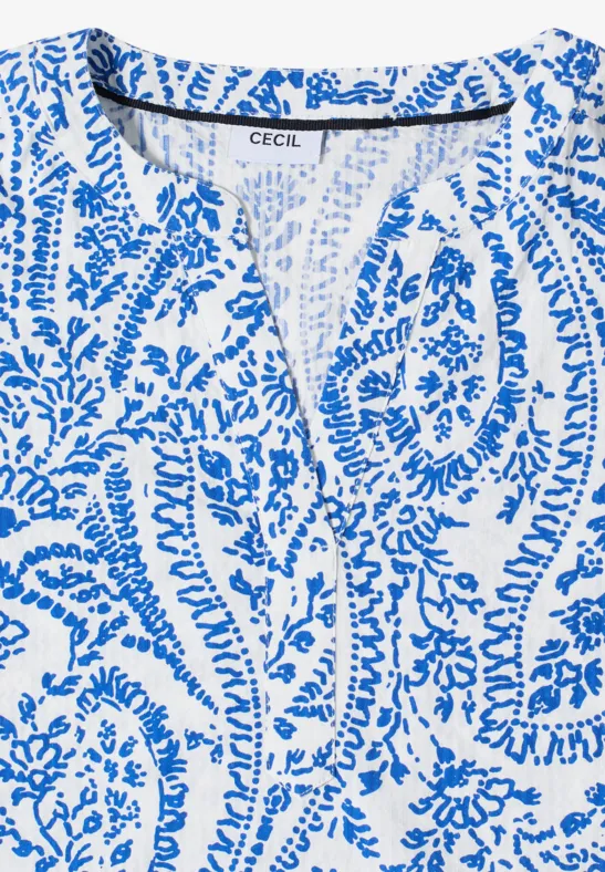 Seersucker-Bluse mit Paisley-Print