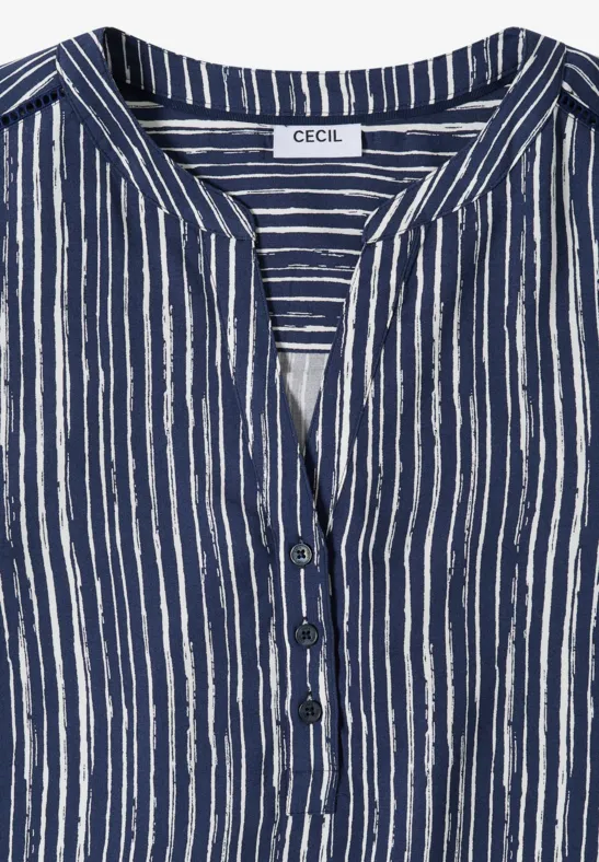 Lockere Gestreifte Bluse mit Split-Neck