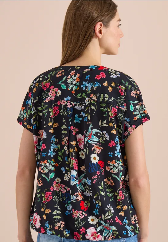 Bluse mit floralem Muster und Split-Neck