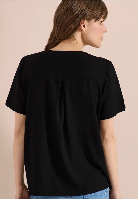 Viskose-Blusenshirt mit Knotendetail