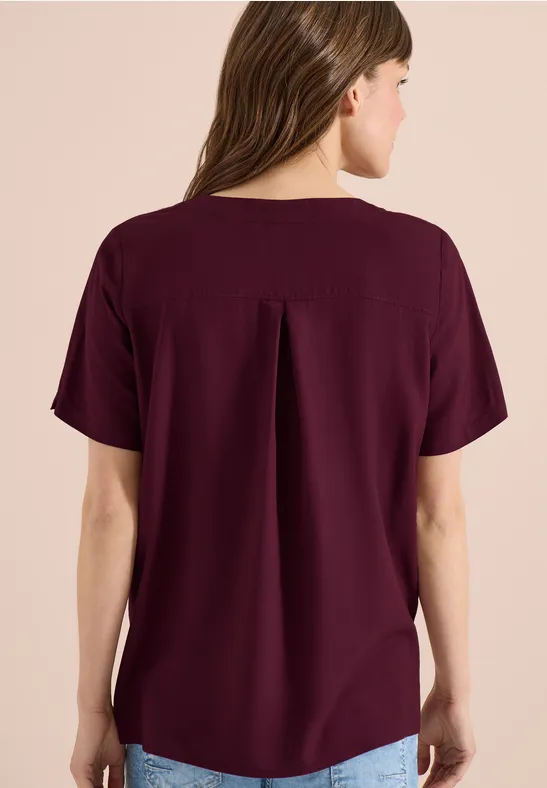 V-Ausschnitt Blusenshirt mit Knotendetail