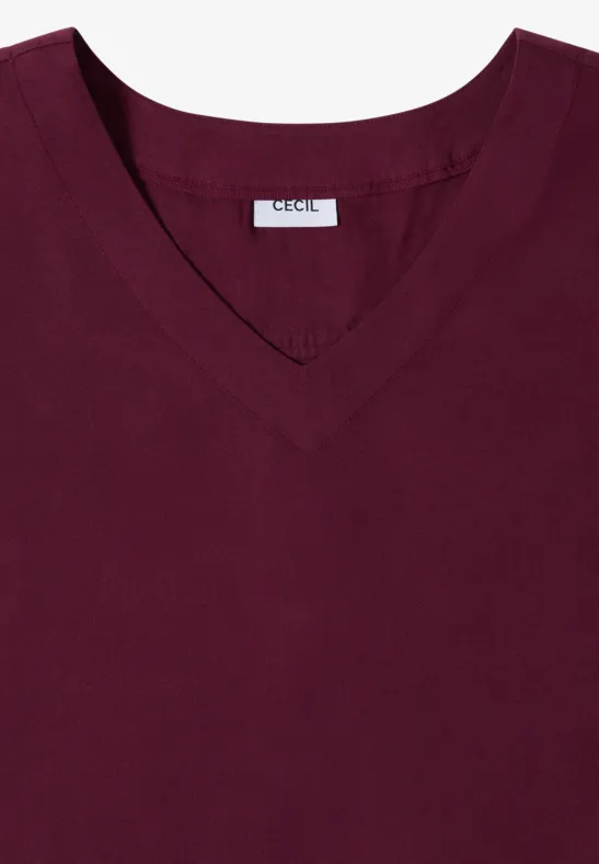 V-Ausschnitt Blusenshirt mit Knotendetail