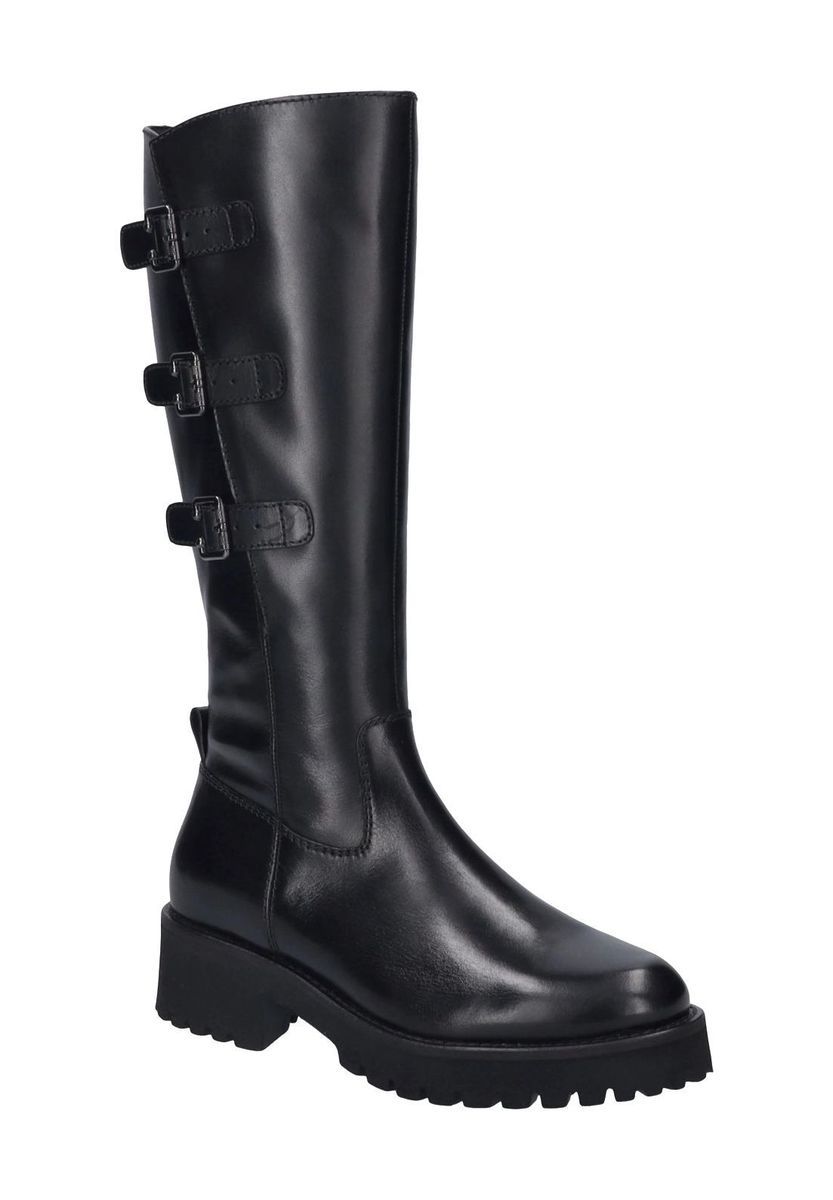 Kniehohe Lederstiefel mit Schnallen