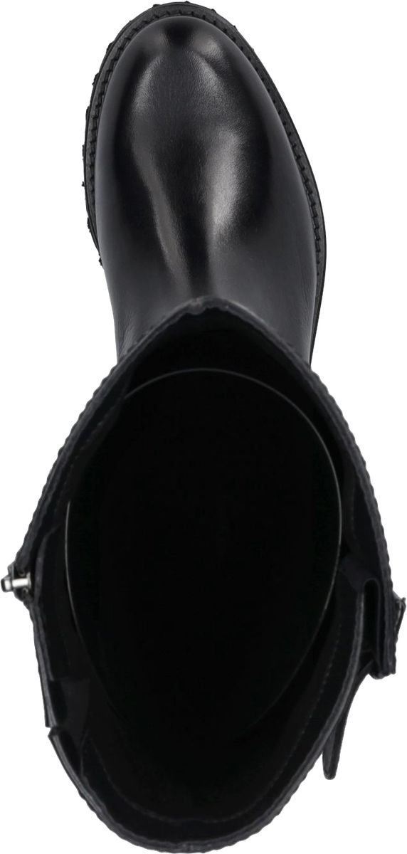 Kniehohe Lederstiefel mit Schnallen