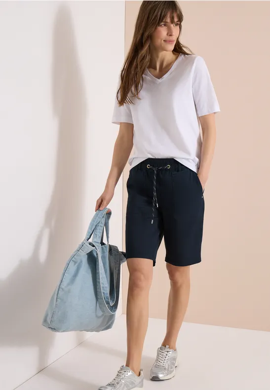 Lässige Shorts mit geradem Bein und Tunnelzug