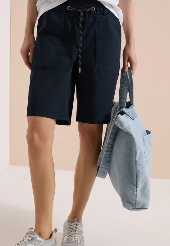 Lässige Shorts mit geradem Bein und Tunnelzug
