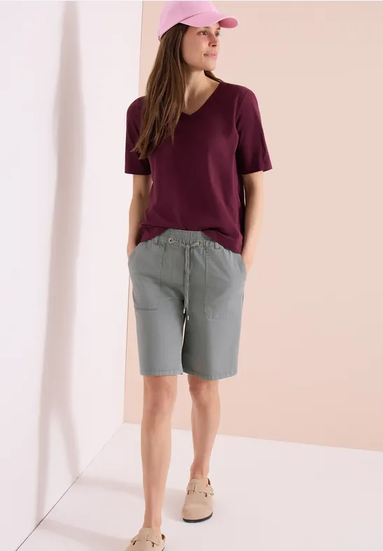 Lässige Kordelzug-Shorts mit geradem Bein