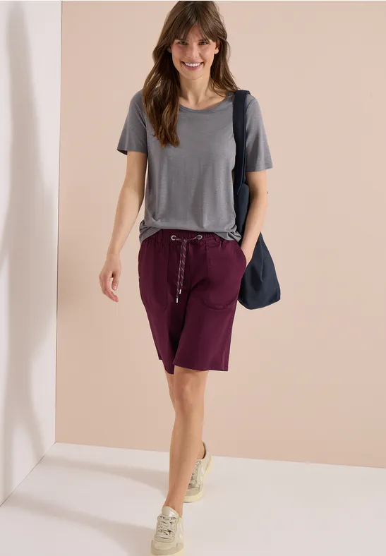 Lässige Twill-Shorts mit mittlerer Taille