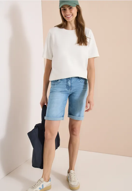 Schmale Denim Bermuda-Shorts
