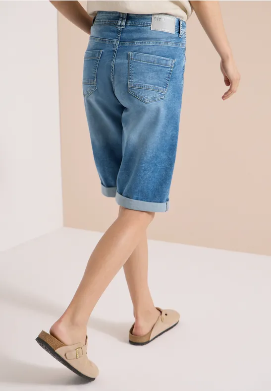 Loose Fit High Waist Jeansshorts