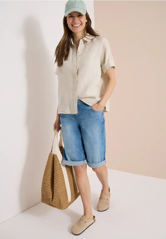 Loose Fit High Waist Jeansshorts
