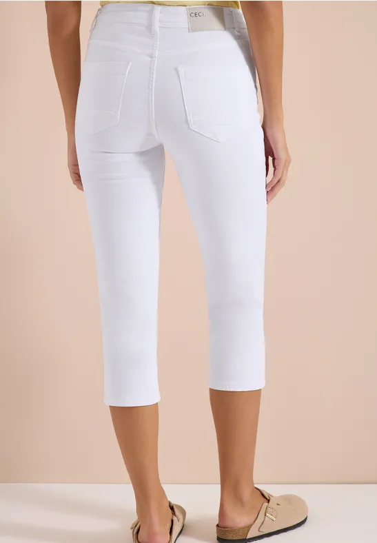 High-Waist Slim-Leg Capri-Jeans