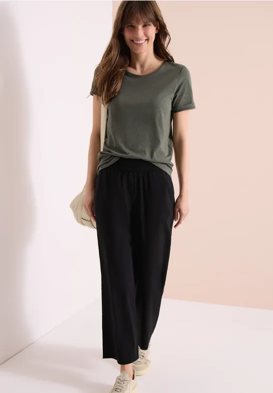 Hochgeschnittene Wide-Leg 7/8 Hose