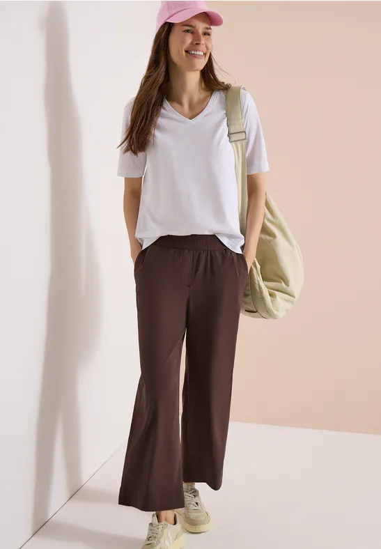 Hoch taillierte Wide Leg 7/8-Hose