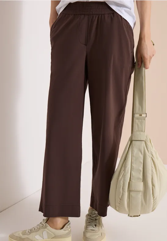Hoch taillierte Wide Leg 7/8-Hose
