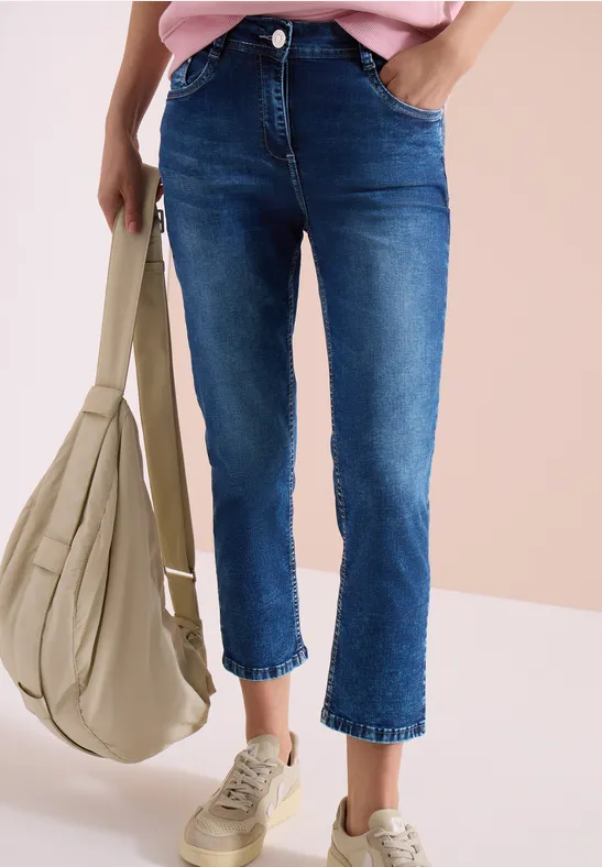 High-Waist 3/4 Slim-Jeans