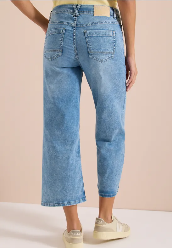 7/8 High-Waist Jeans mit weitem Bein