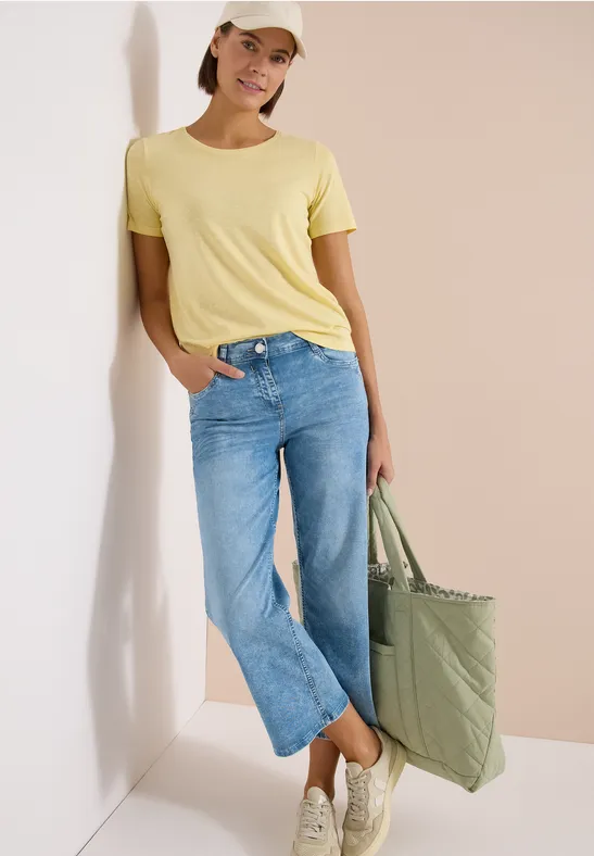 7/8 High-Waist Jeans mit weitem Bein