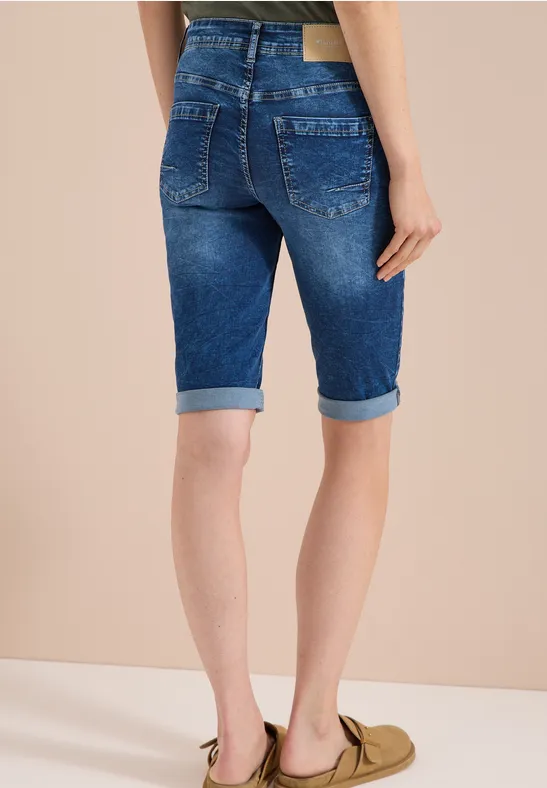High Waist Slim Leg Jeansshorts