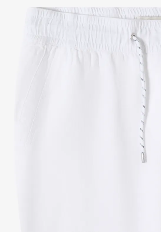 Schmal geschnittene Leinenhose mit Tunnelzug