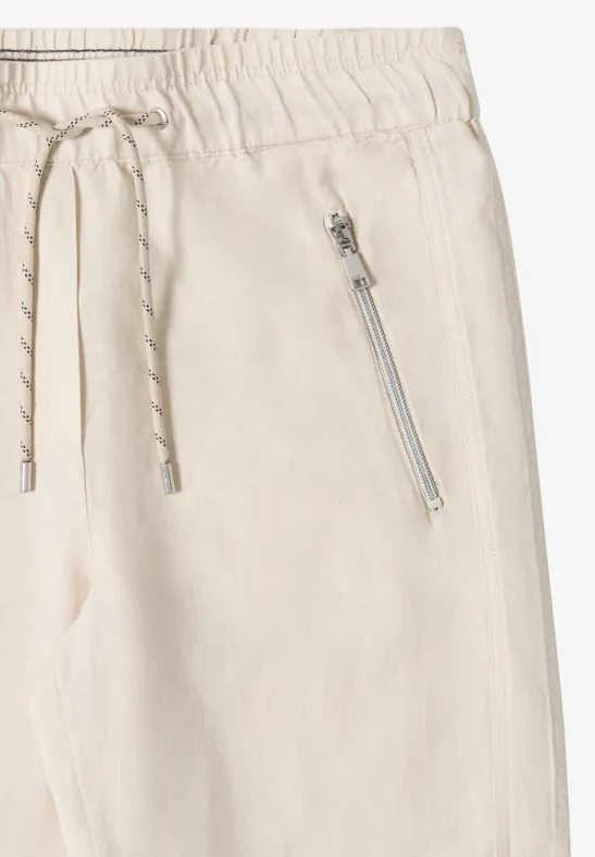 Locker Sitzende Leinenmix-Hose mit Schmalem Bein