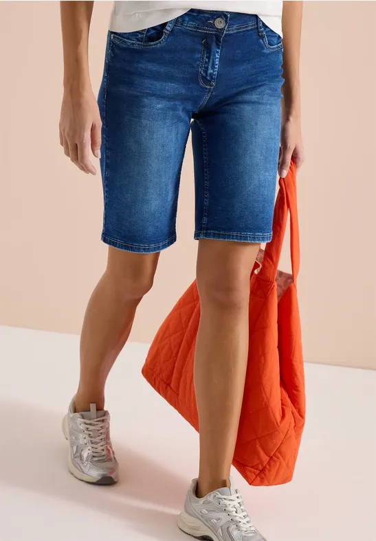 Schmale Denim-Bermuda-Shorts