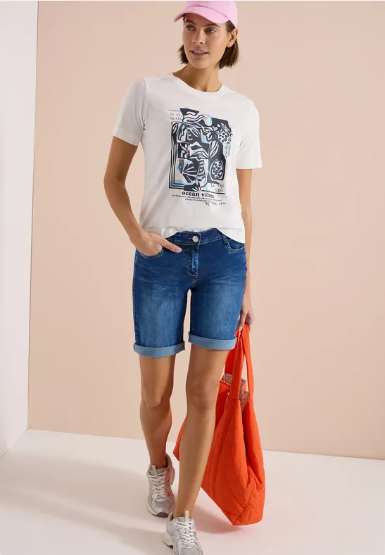 Schmale Denim-Bermuda-Shorts