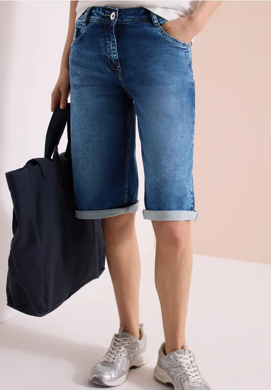 Bermuda-Jeansshorts mit weitem Bein