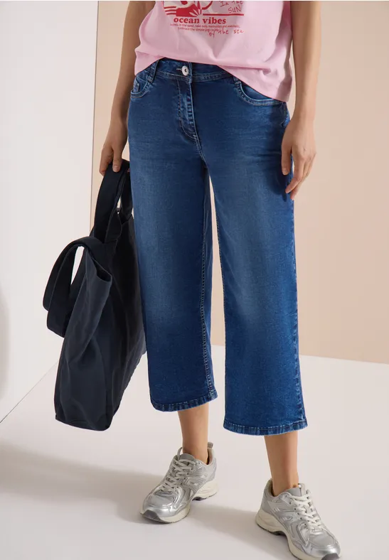 Verkürzte Wide Leg Loose Jeans