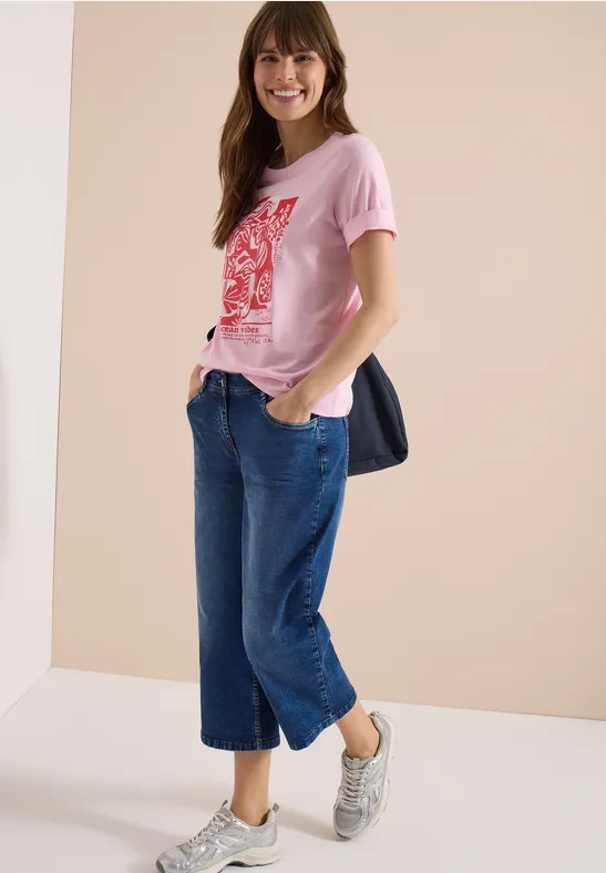 Verkürzte Wide Leg Loose Jeans