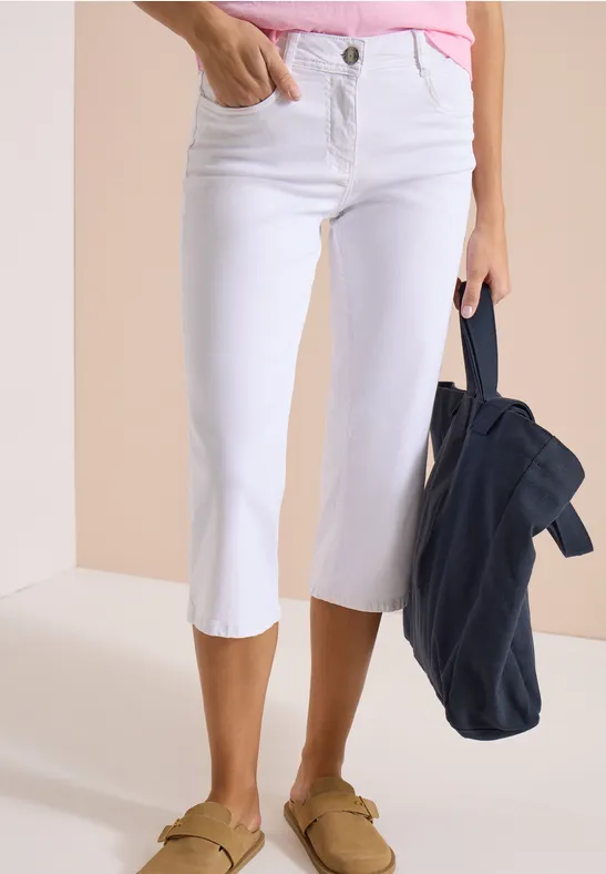 Hochtaillierte Wide Leg Capri-Jeans