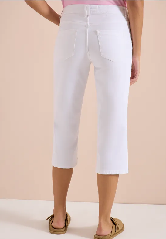 Hochtaillierte Wide Leg Capri-Jeans