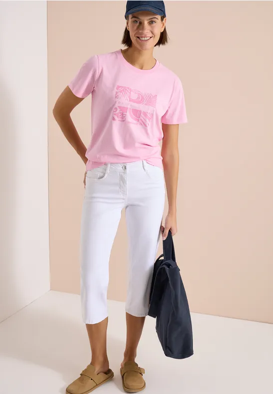 Hochtaillierte Wide Leg Capri-Jeans