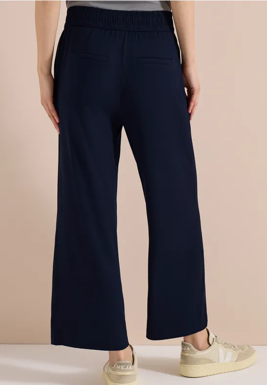 High-Waist Jerseyhose mit weitem Bein