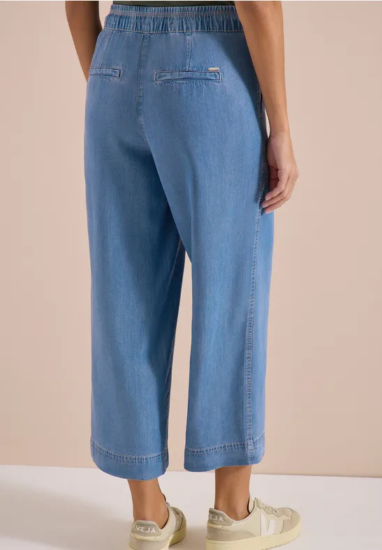 Hoch taillierte Wide-Leg Lyocell-Hose