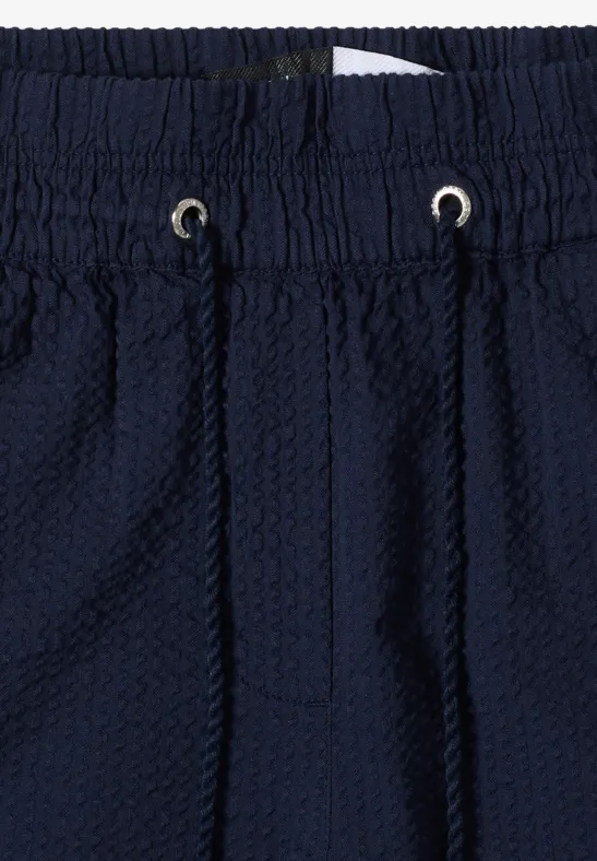 Weite Seersucker-Hose mit Kordelzug