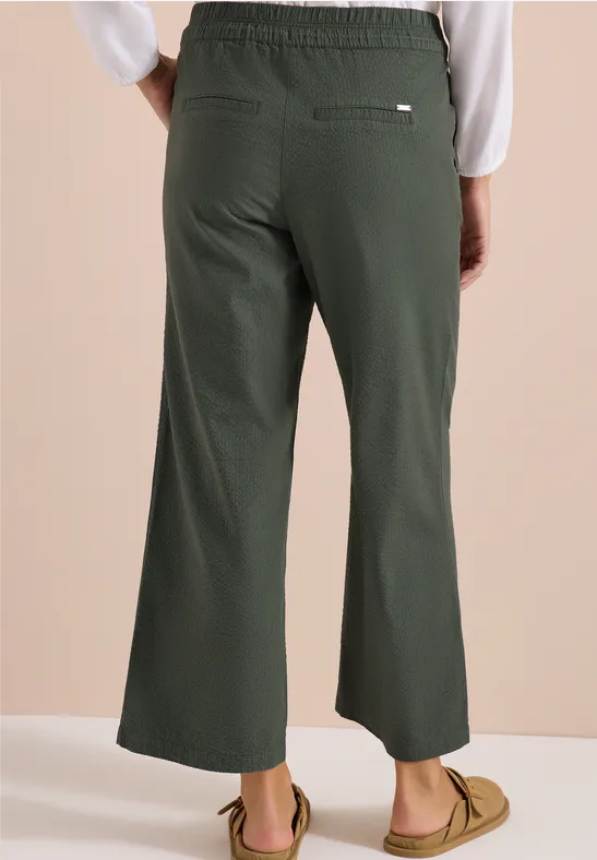 Wide-Leg-Hose aus Seersucker