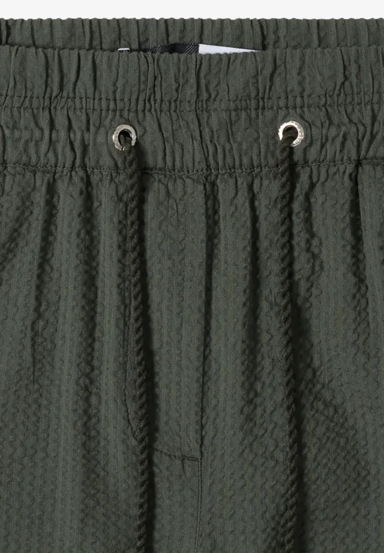 Wide-Leg-Hose aus Seersucker