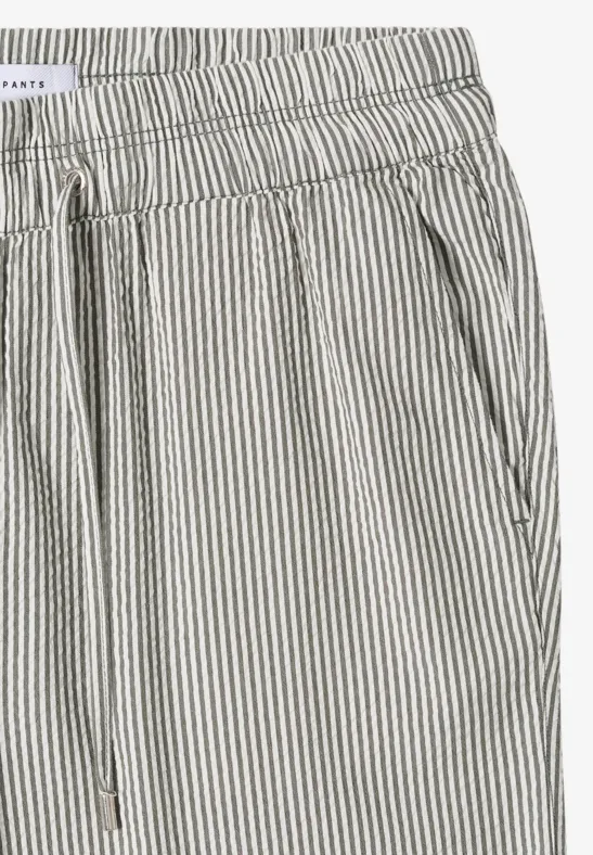 Gestreifte Wide-Leg-Hose aus Seersucker