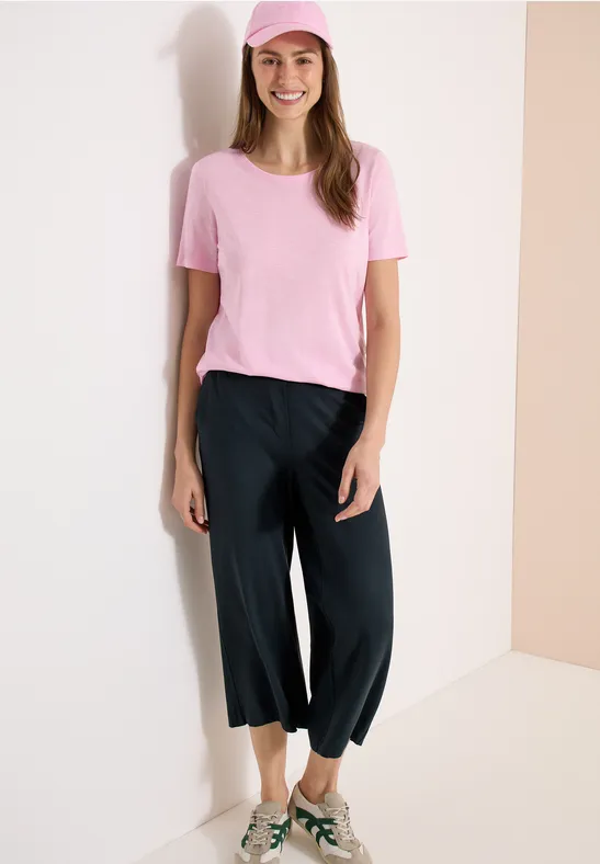 Fließende High-Waist Culotte mit weitem Bein